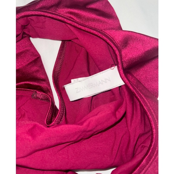 ZIMMERMAN ONE SHOULDER RUFFLE CUT OUT ONE PIECE SWIMSUIT SZ 1 SMALL CRIMSON - Picture 2 of 6